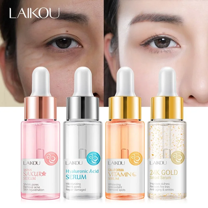 Sérum Facial Natural LAIKOU - Sakura, Snail Gold, Ácido Hialurônico, Vitamina C Sakura Serum