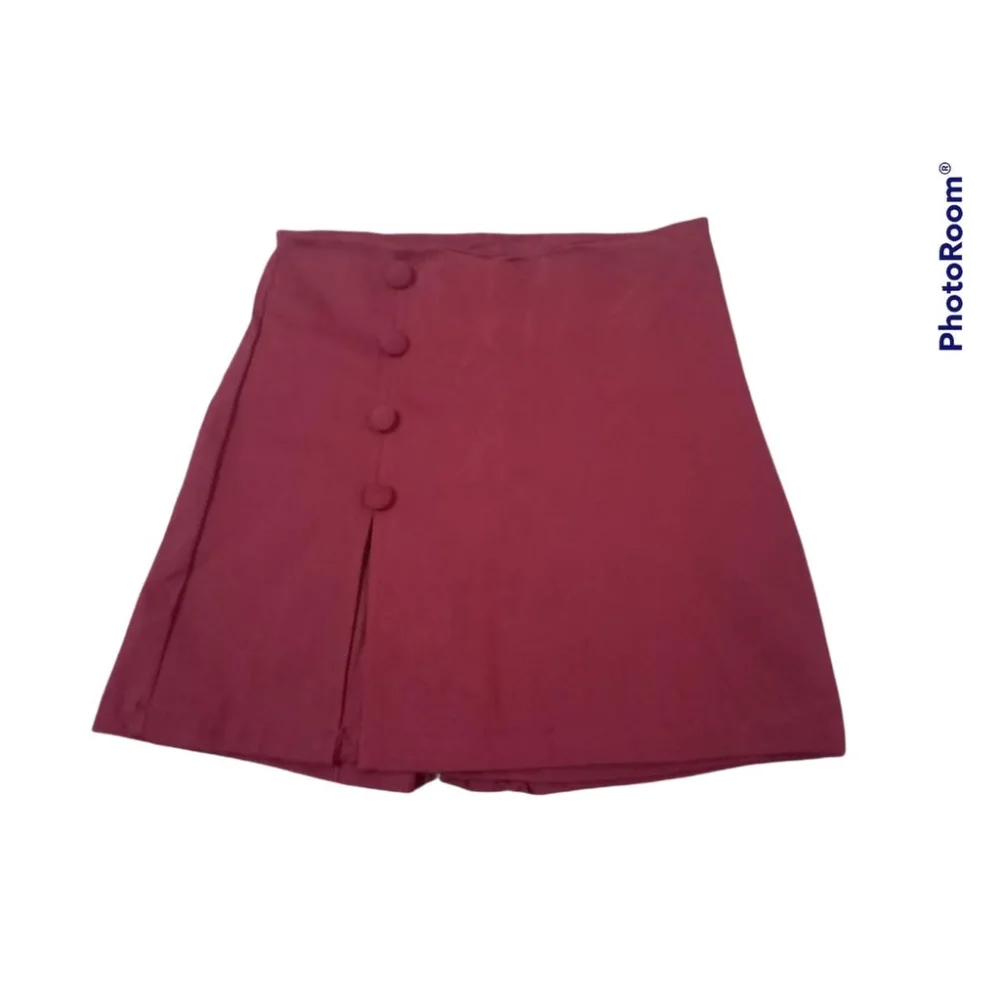 Saia Curta Cintura Alta Bengaline Fenda Lateral Branco