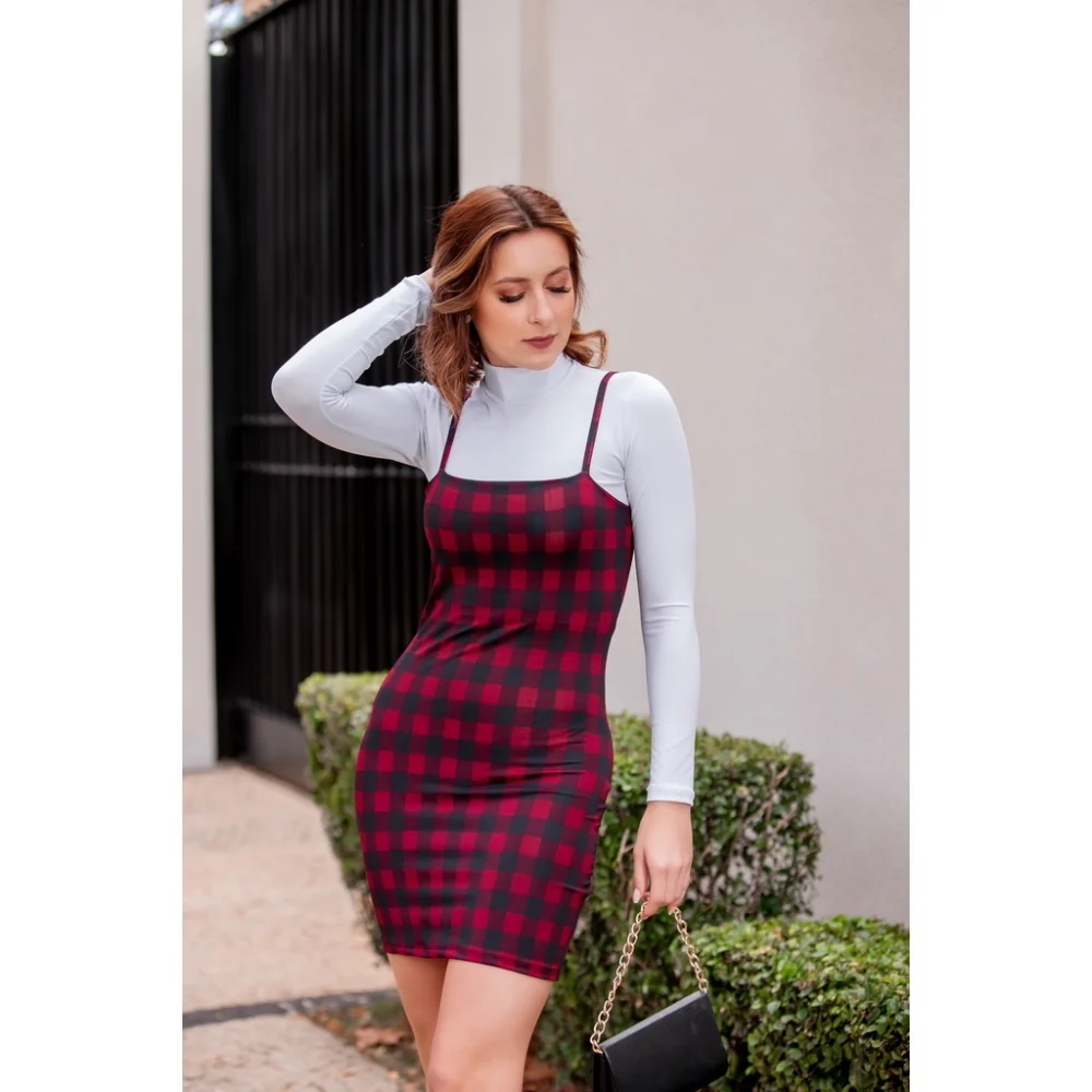 Moda Gringa: Vestido Xadrez Bordo Alcinha G