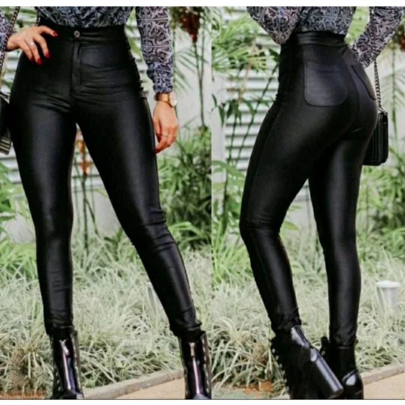 Couro fake calça disco Verde