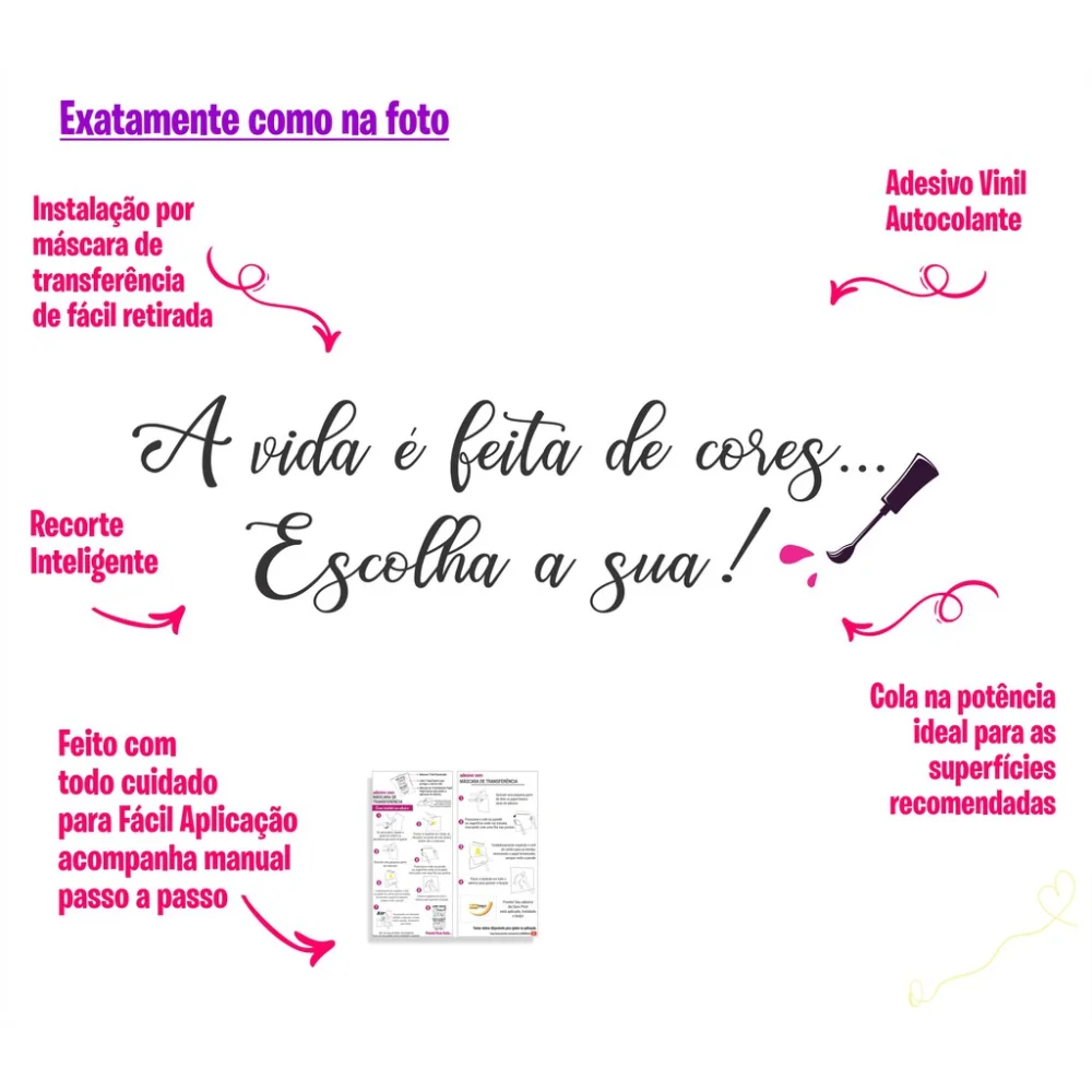 Esmaltes Decorativos Adesivo de Parede Manicure Cores 80x22cm Único