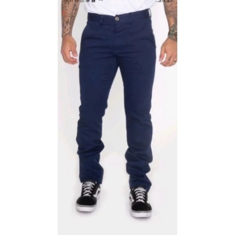 Calça Masculina Slim em Sarja e Brim, Preta e Coloridas Cáqui tra