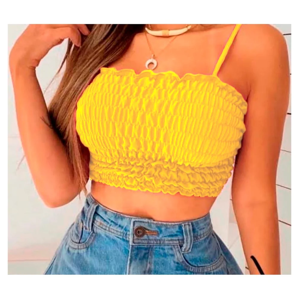 Tendência Feminina: Cropped Lastex com Alcinha Ajustável de Laço Branco