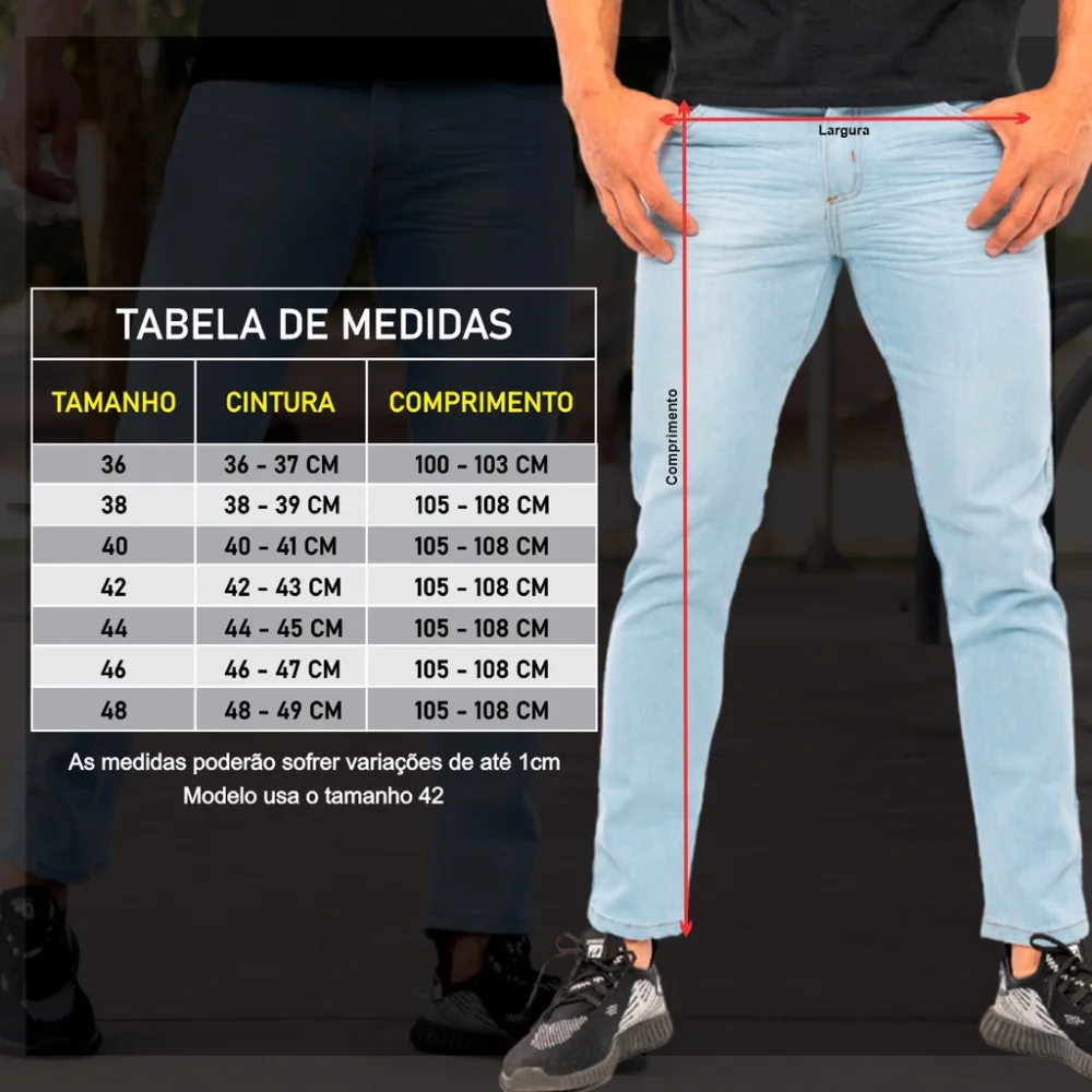 Lançamento Confortável Calças Jeans Masculina Slim Skinny Elastano CLARA