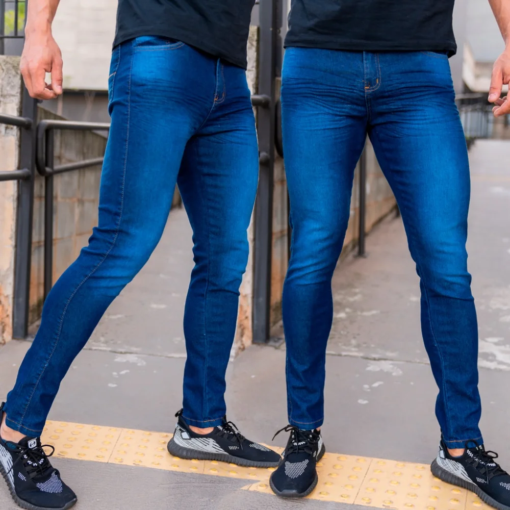 Lançamento Confortável Calças Jeans Masculina Slim Skinny Elastano CLARA
