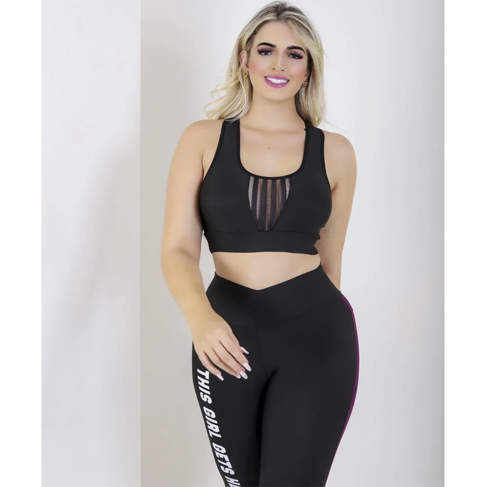Top Nadador + Calça Legging Fitness Feminino Conjunto Academia Levanta Bumbum UVA FIT127CONJ