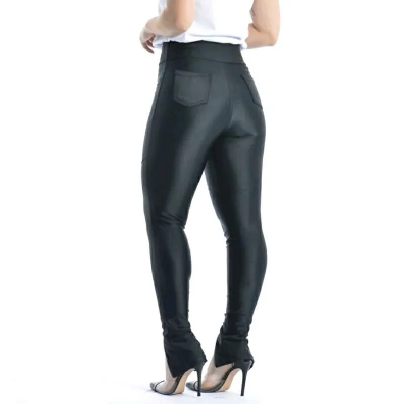 Couro fake calça disco Verde