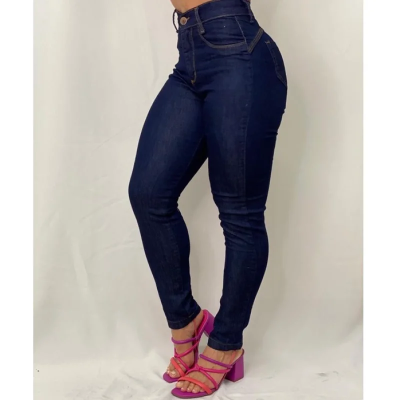 Lycra Premium Skinny Calça Jeans Feminina Mon CALÇA FEM AZUL SKINNY