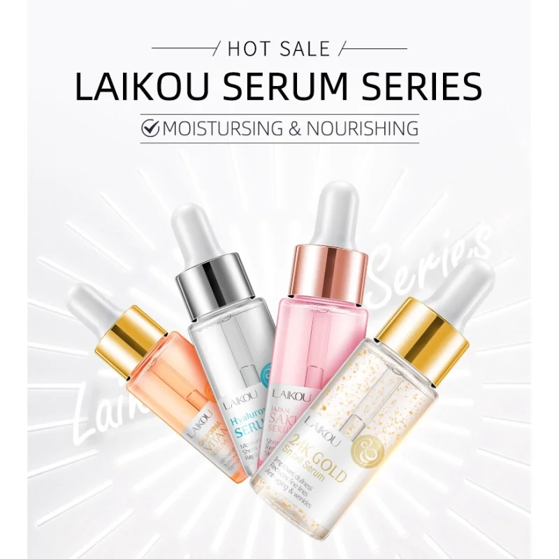 Sérum Facial Natural LAIKOU - Sakura, Snail Gold, Ácido Hialurônico, Vitamina C Sakura Serum