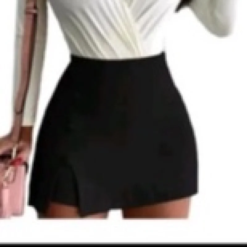 Saia Curta Cintura Alta Bengaline Fenda Lateral Branco