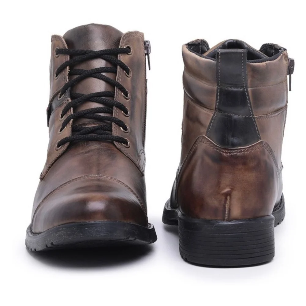 Romacini Coturno Masculino em Couro Legítimo Marrom