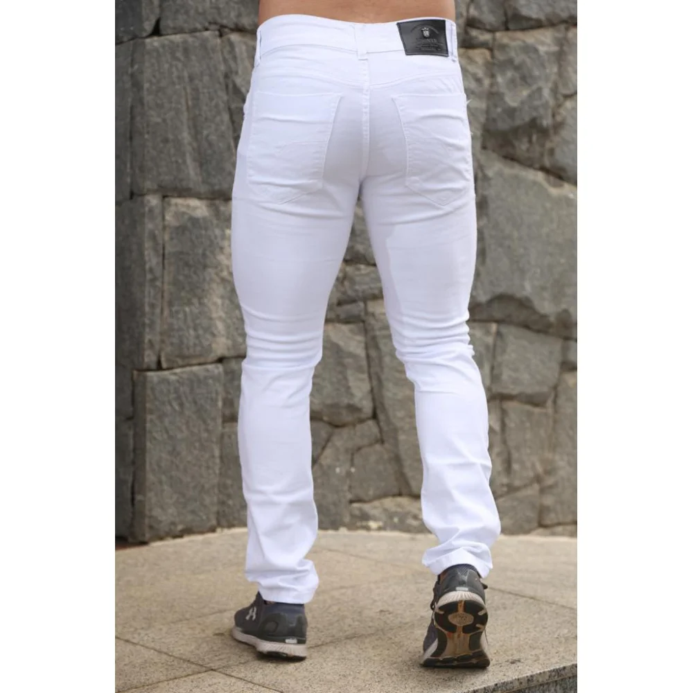 Calça skinny masculina branca rasgada - jeans BRANCA 46