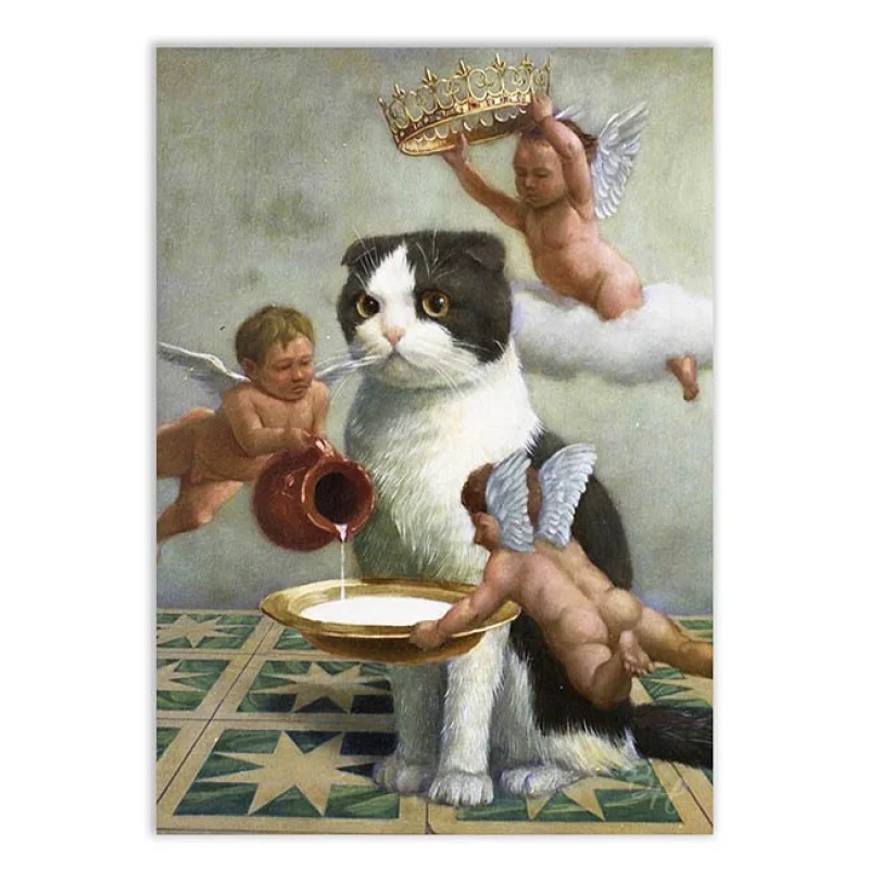 Quadro Geek Gato Coroado Placa Decorativa Tumblr Único