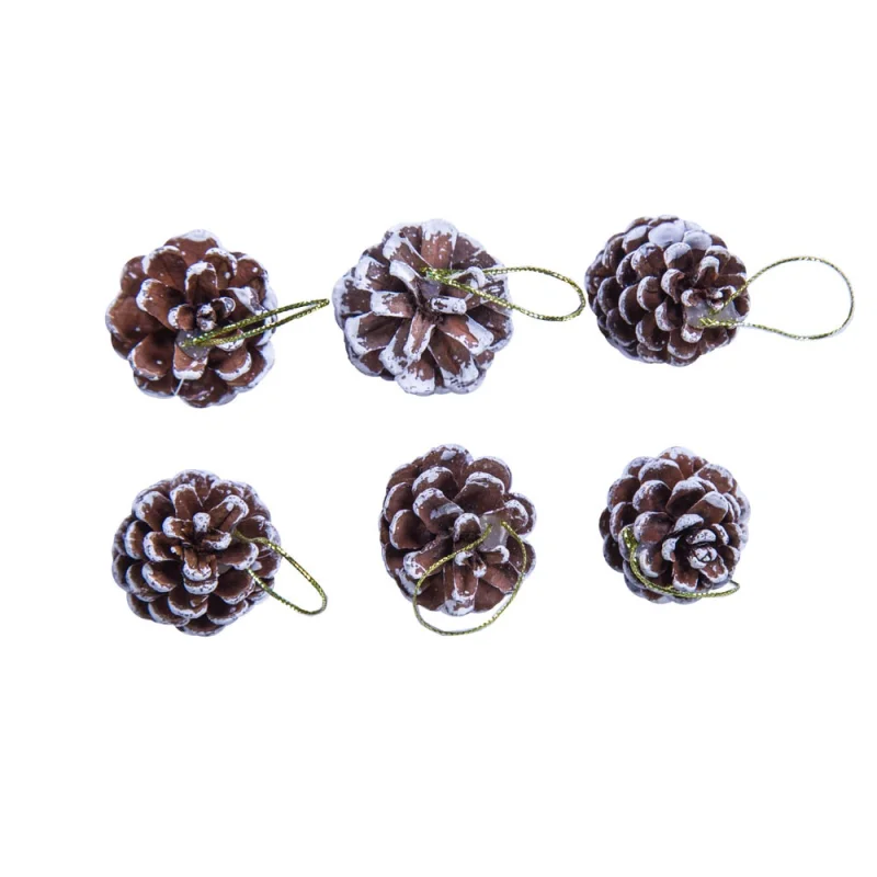 Enfeite Com Neve Pinha 6 Unidades Único