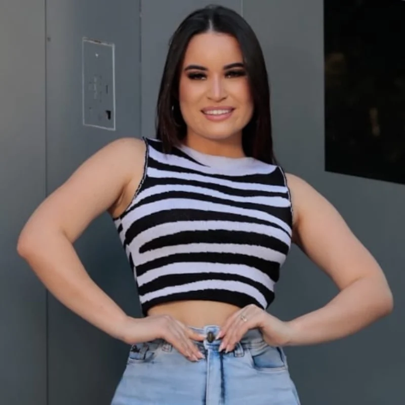 Estampa Animal Print Cropped Zebra Moda Feminina Tricot Modal Blogueirinha 2022 LIMA COM PRETO