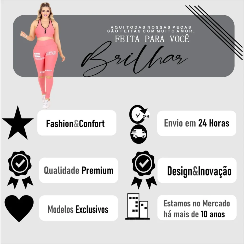 Top Nadador + Calça Legging Fitness Feminino Conjunto Academia Levanta Bumbum UVA FIT127CONJ