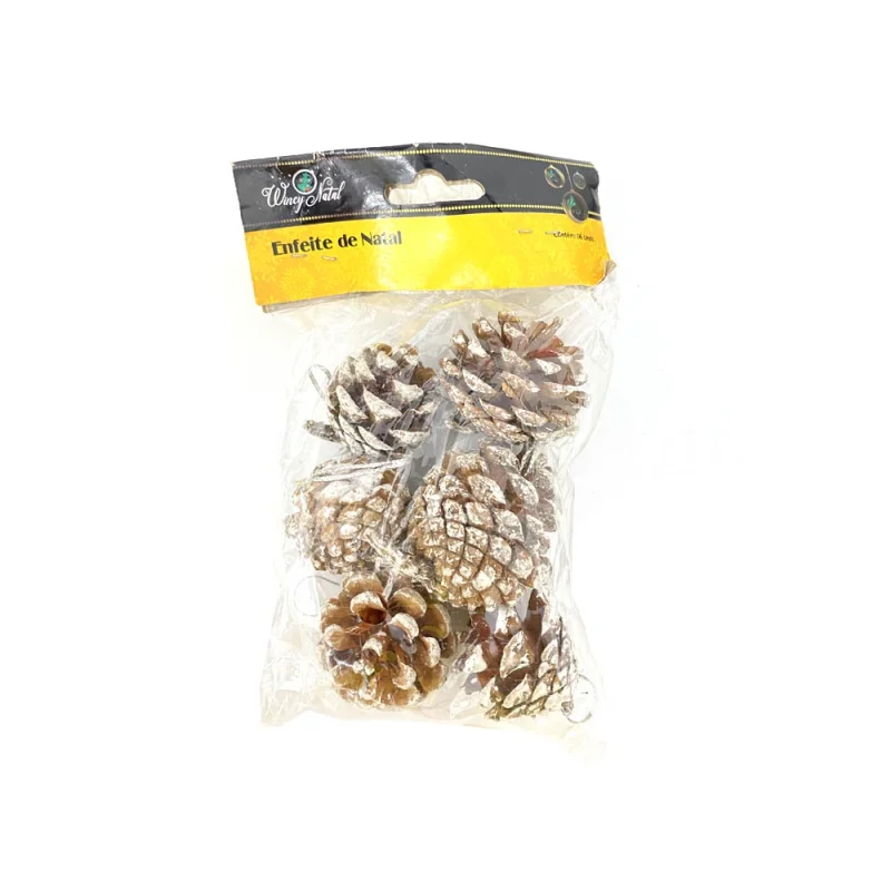 Enfeite Com Neve Pinha 6 Unidades Único