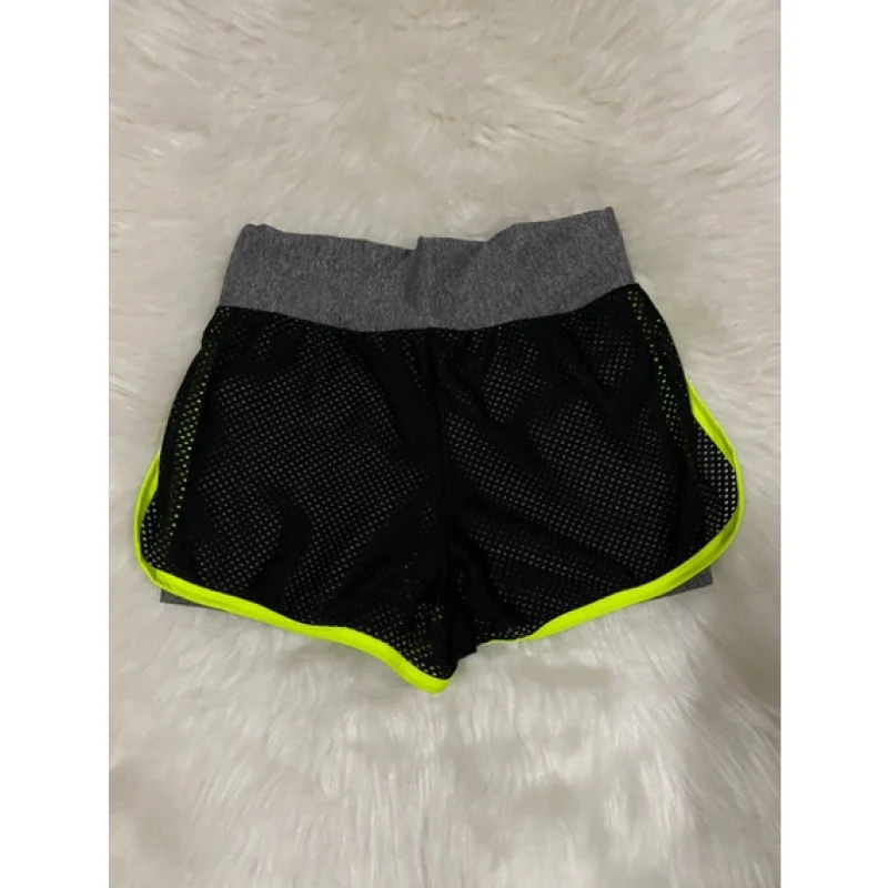 Roupa de Treinar Feminina Short Duplo Suplex com Tela Preto com viés pink