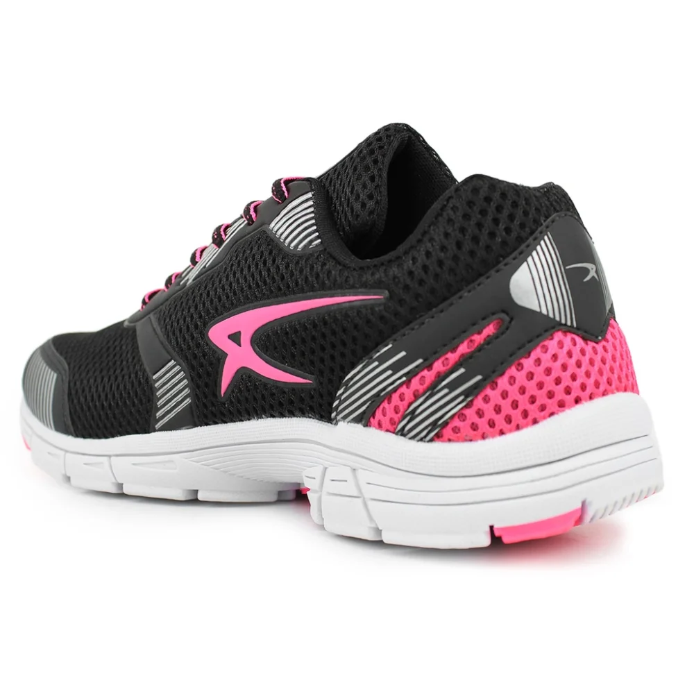 Raibull Tênis Esportivo Feminino Confortável para Academia e Caminhada Cinza-Pink