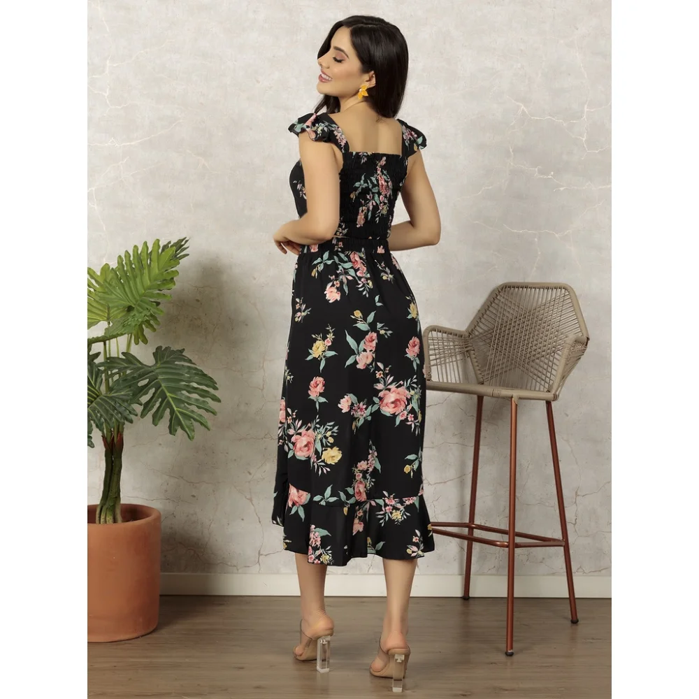 Moda feminina conjunto saia longo com fenda lateral e croped em elastano Amarelo