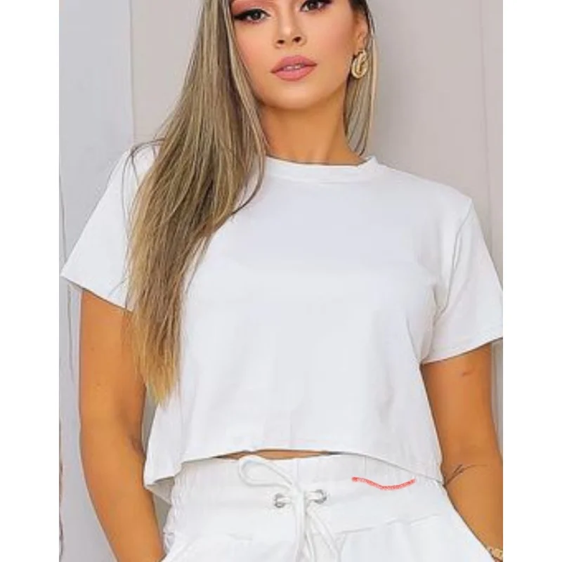 Blusa Cropped Feminina Estilosa Soltinha Tshirt Larguinha P