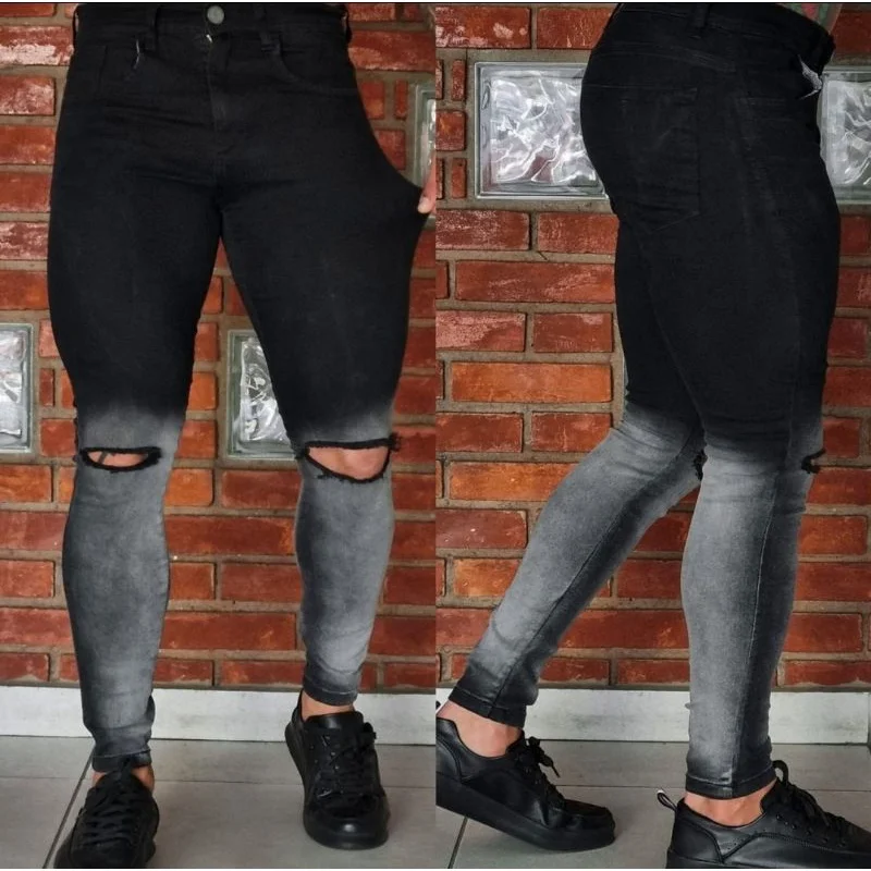 Fashion Week Calça Jeans Masculina Slim Fit Destroyed Skinny 6