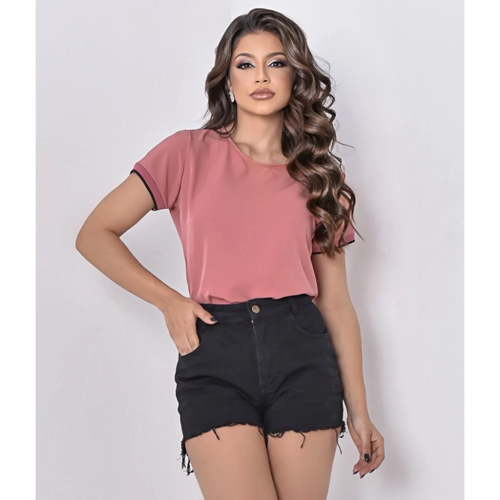 Moda evangélica: Blusa Feminina em Crepe Sedinha Rose
