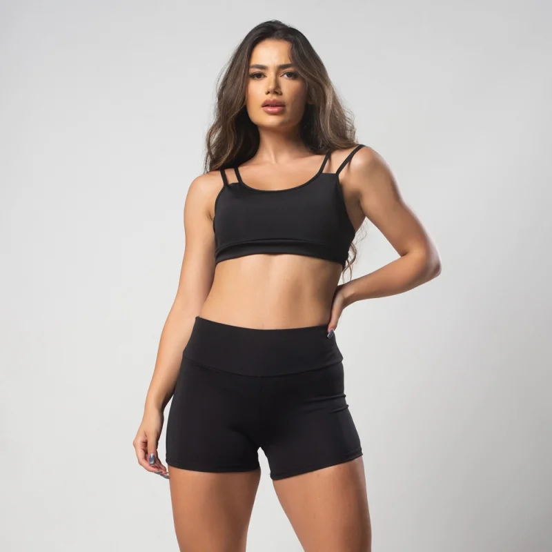 Fitness Básico Conjunto Alcinha Top e Shortinho MESCLA