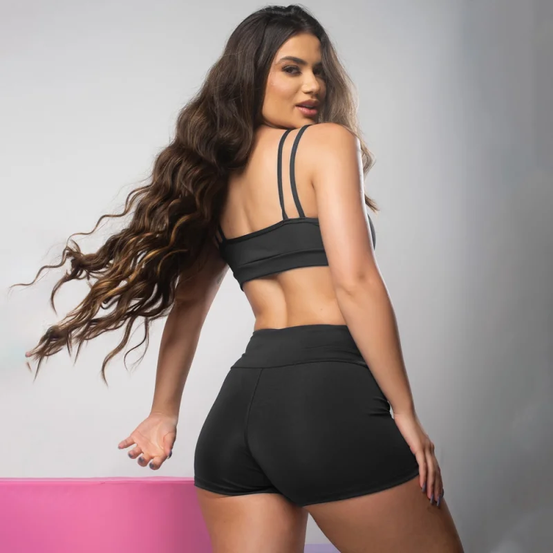 Fitness Básico Conjunto Alcinha Top e Shortinho MESCLA