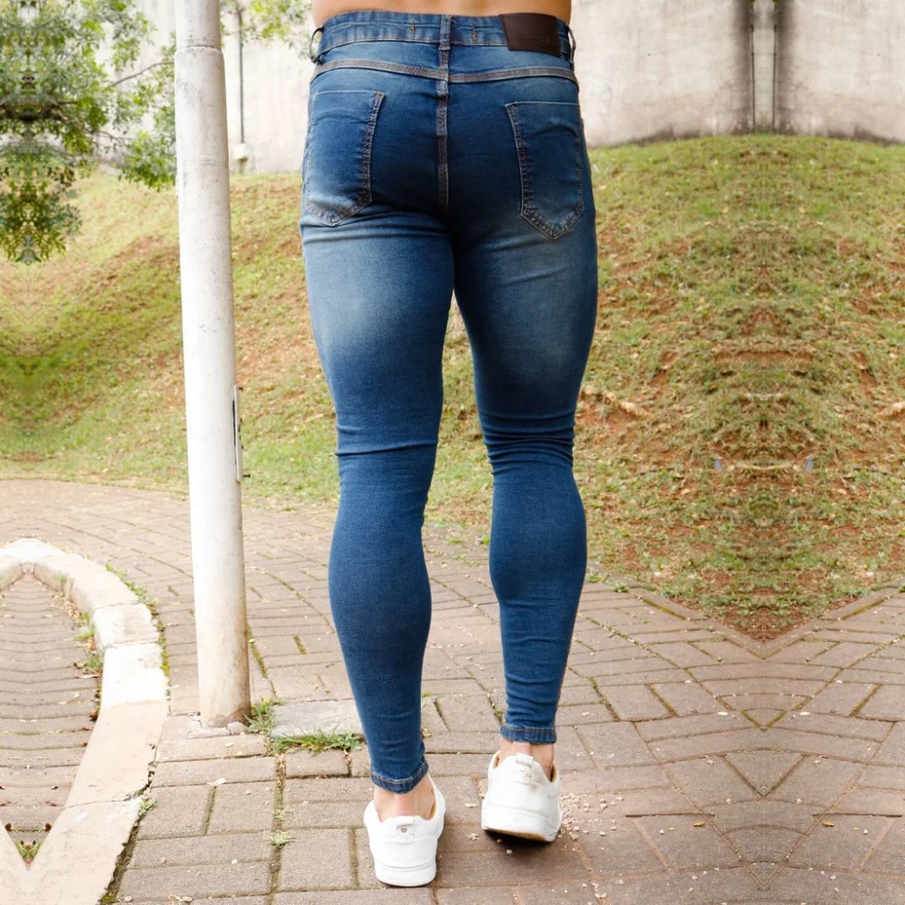 Azul Inglaterra Calça Ballad Masculina Elastano Super Estilosa 44