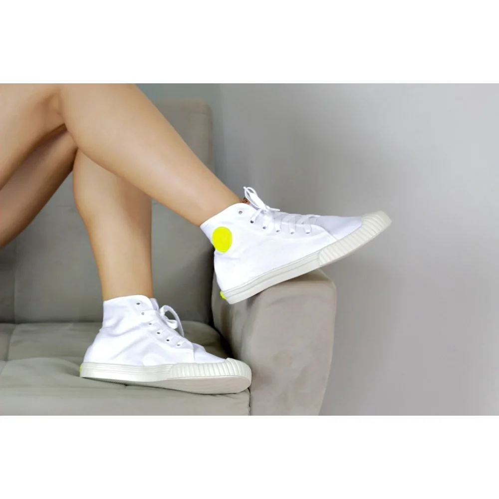 Cano Médio Tênis - Compre Online na Raryel Branco Emborrachado Amarelo