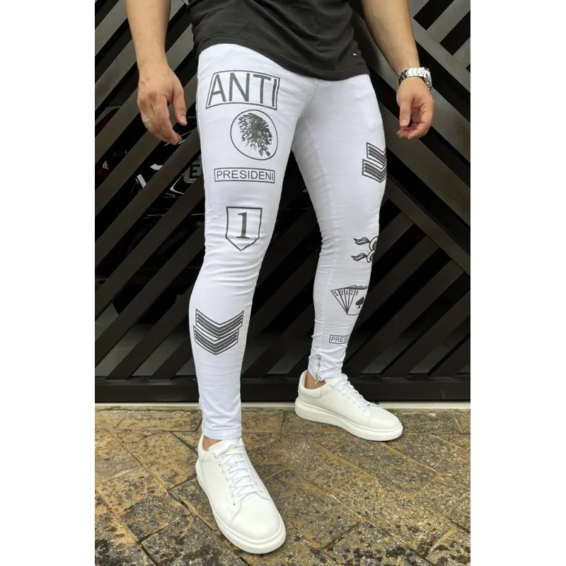 Calças masculinas super skinny premium destroyed modernas 40