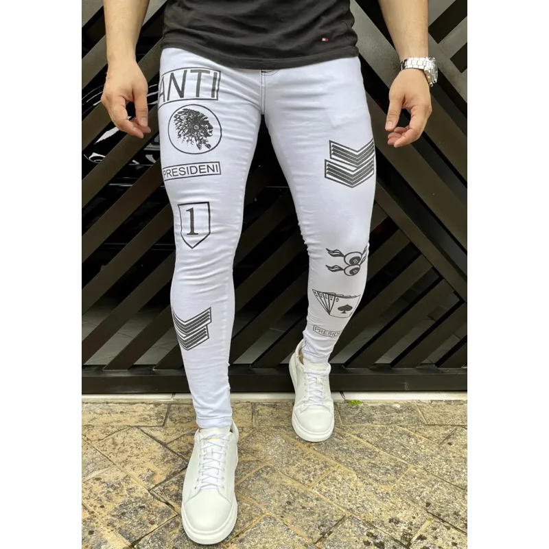 Calças masculinas super skinny premium destroyed modernas 40