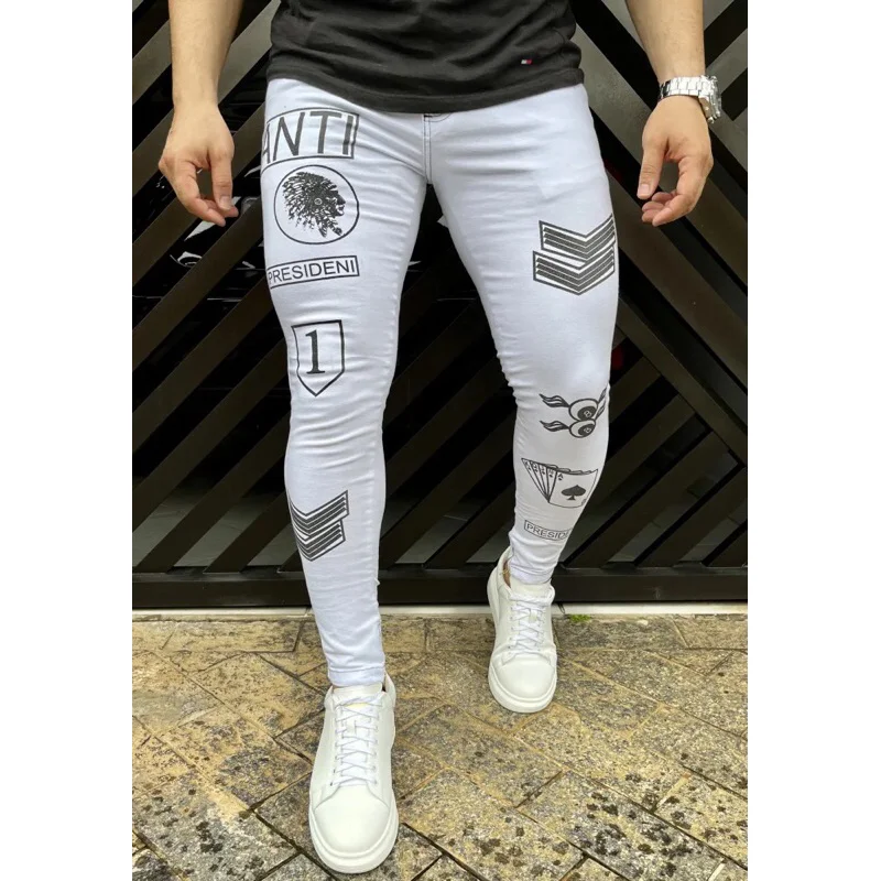 Calças masculinas super skinny premium destroyed modernas 40