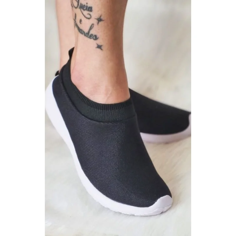 Tênis feminino meia para caminhada, academia e lazer Nude