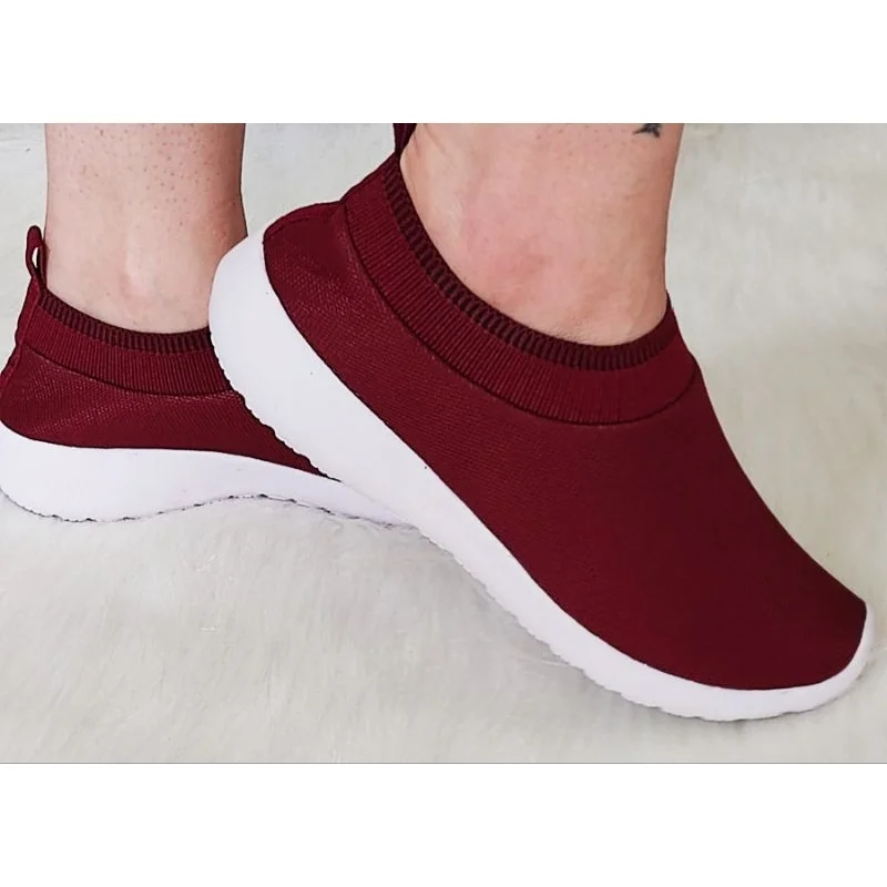 Tênis feminino meia para caminhada, academia e lazer Nude