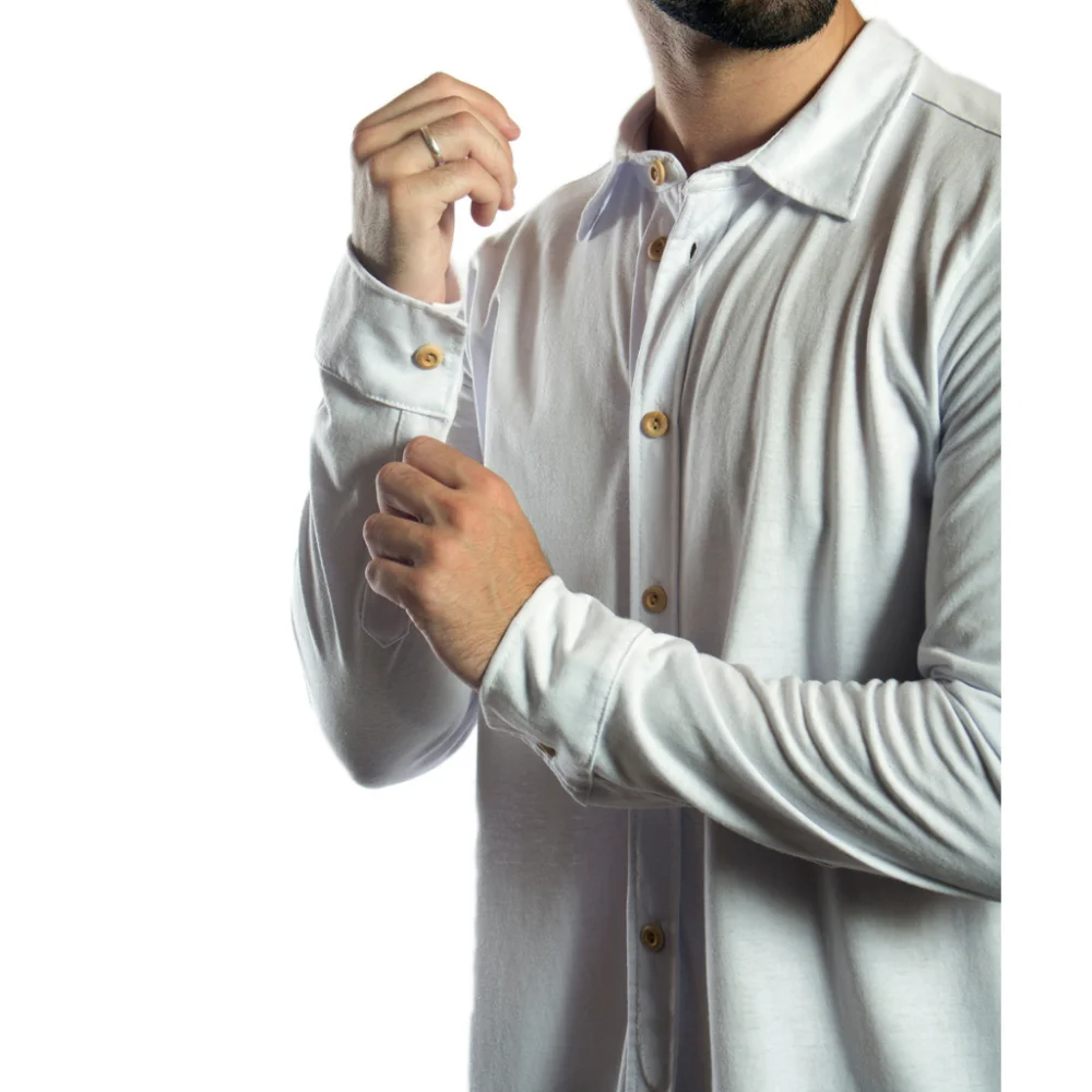 Camisa Malha Sustentável Manga Longa Homem Moderno Verde