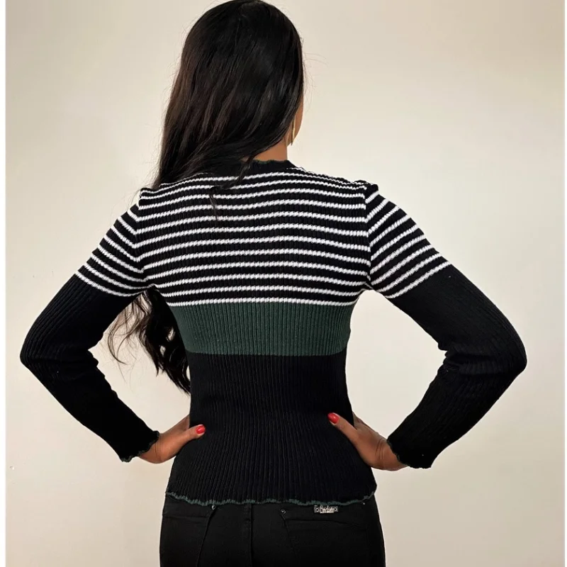 Inverno Tendencia Onda Manga Longa Blusa Rosa Chiclete