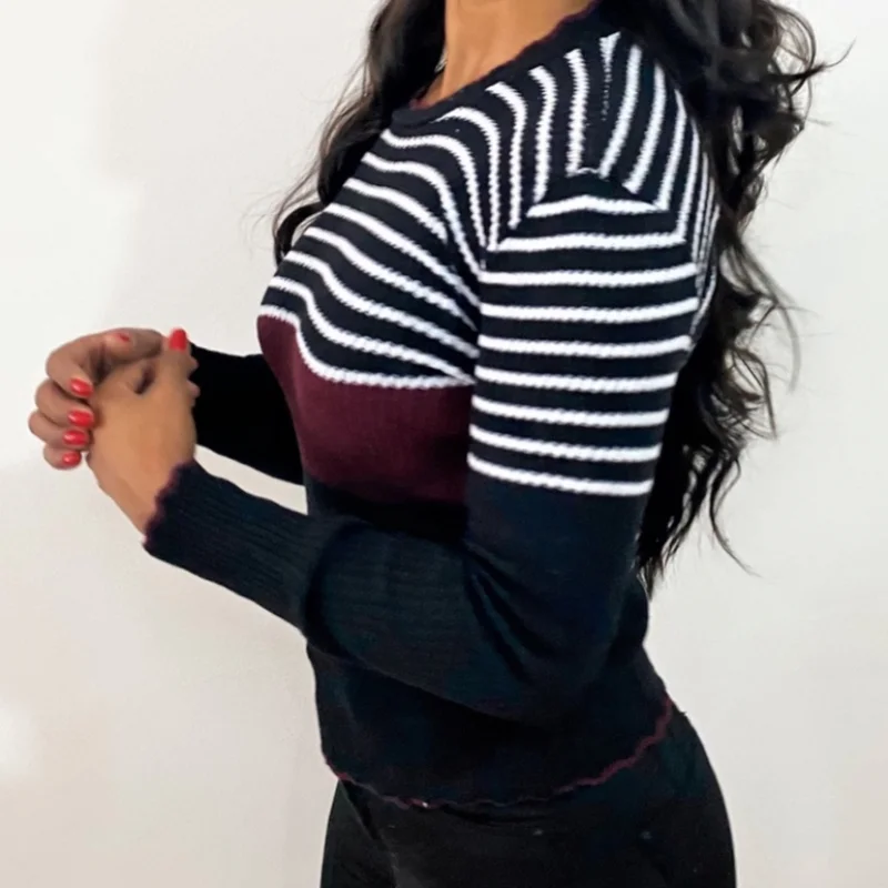 Inverno Tendencia Onda Manga Longa Blusa Rosa Chiclete