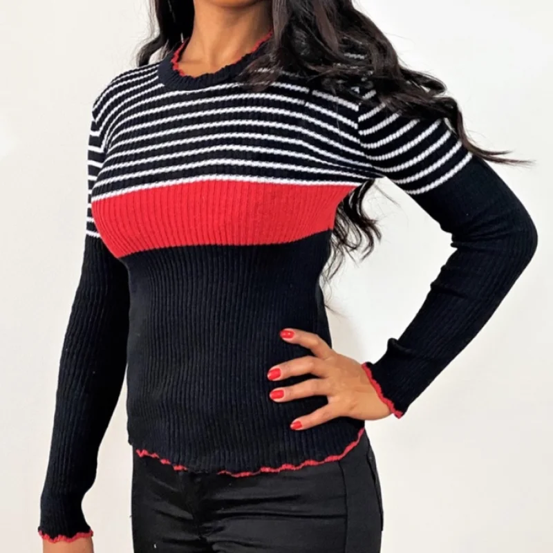 Inverno Tendencia Onda Manga Longa Blusa Rosa Chiclete