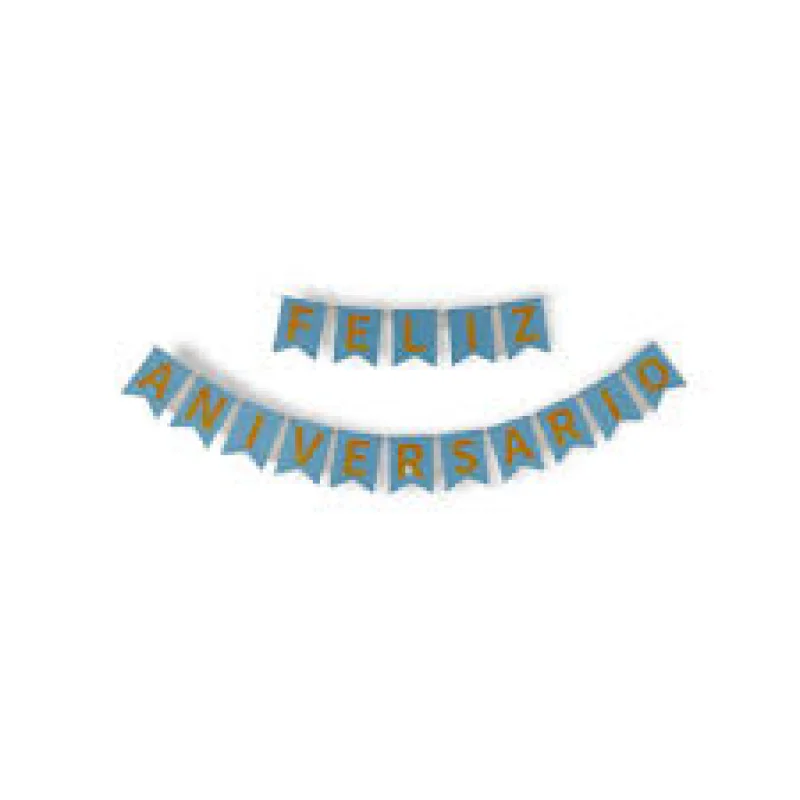 Decoração Festa Cartonado Faixa Feliz Aniversário 4 Cores Azul Claro
