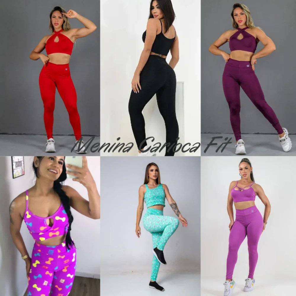 Conjunto Fitness Suplex Premium Feminino: Calças e Tops para Malhação - Kit com 1 ou 2 unidades 1 PRETO