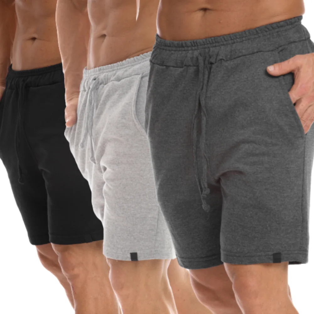 Bermudas Masculinas Moletom Kit 3 Peças Preto - Mescla - Chumbo