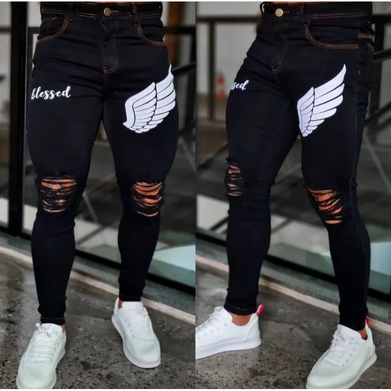 Fashion Week Calça Jeans Masculina Slim Fit Destroyed Skinny 6
