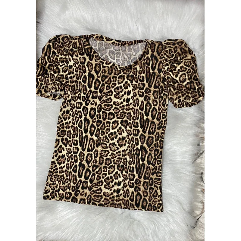 Blusa Princesa Feminina Manga Curta Canelada Cinza