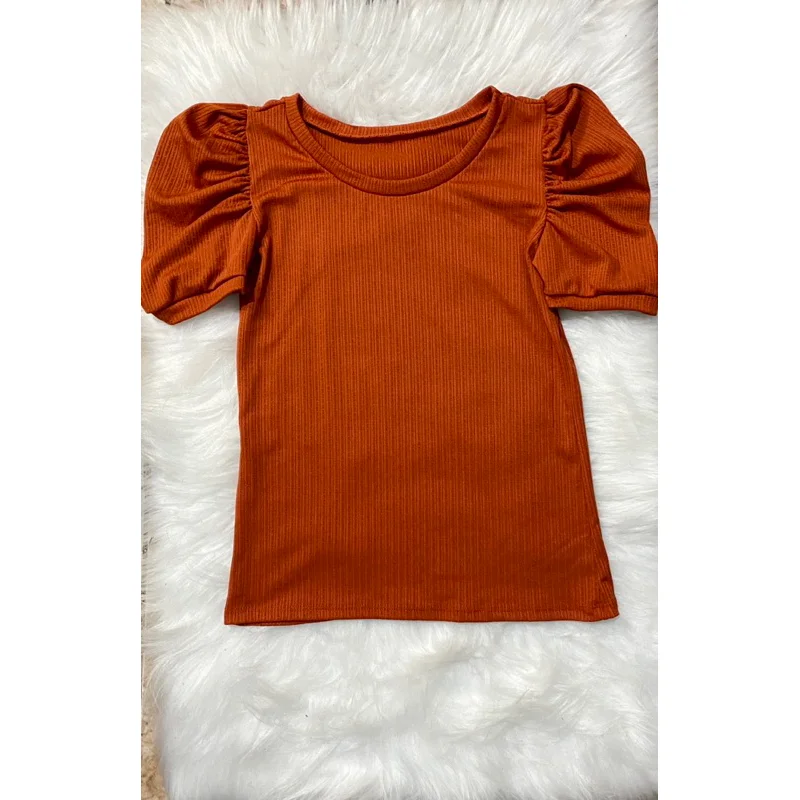 Blusa Princesa Feminina Manga Curta Canelada Cinza