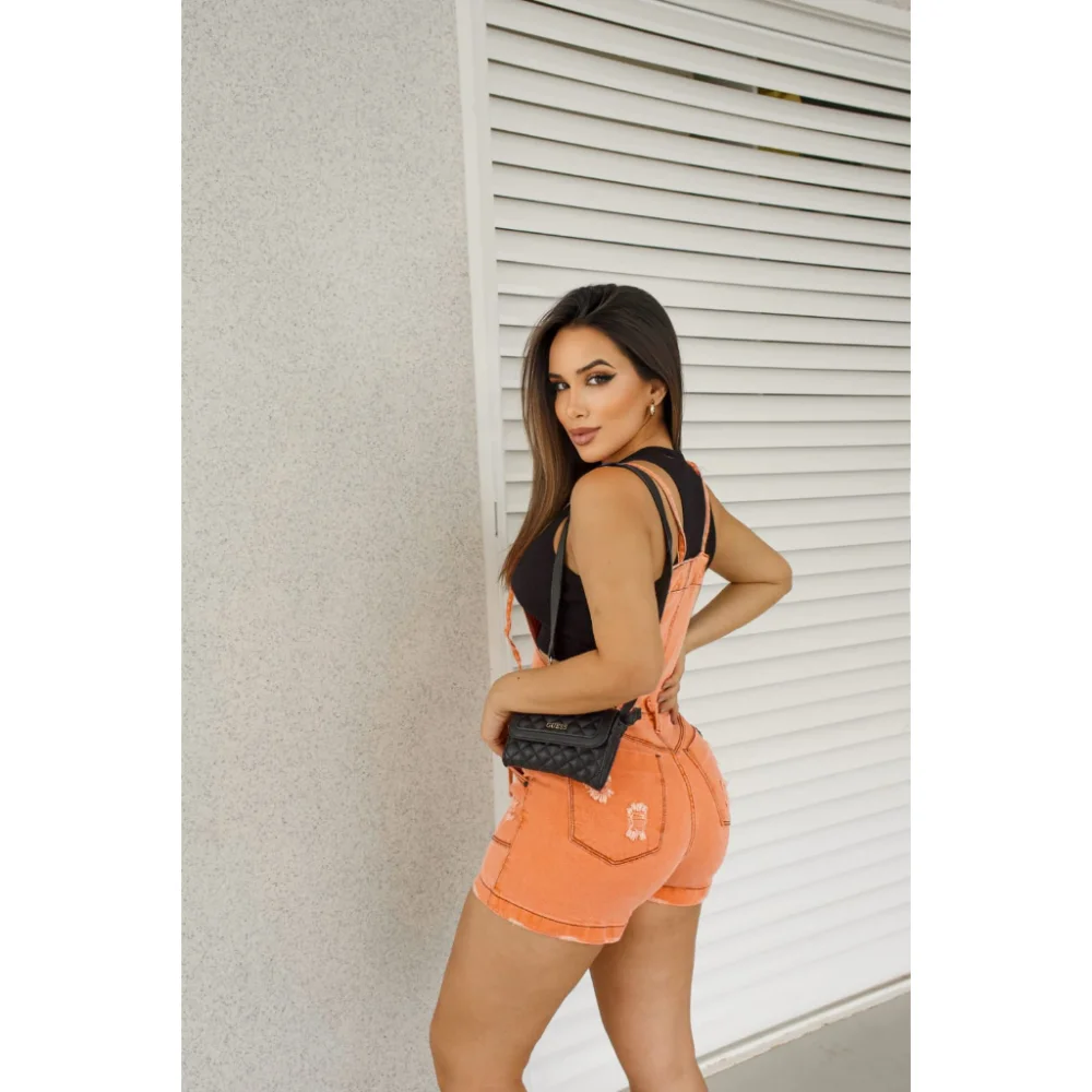 Macaquinho Feminino Laranjado Jardineira 34 ao 46 40