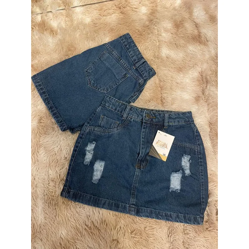 Saia jeans preta clara e escura Saia preta