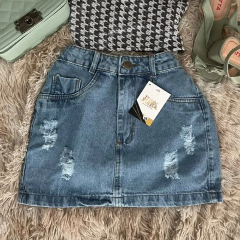 Saia jeans preta clara e escura Saia preta