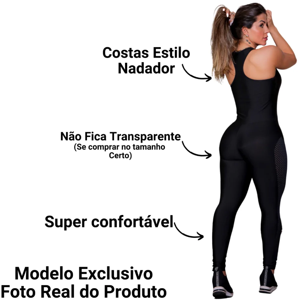 Envio Rápido - Macacão Fitness Feminino com Bojo para Academia MESCLA